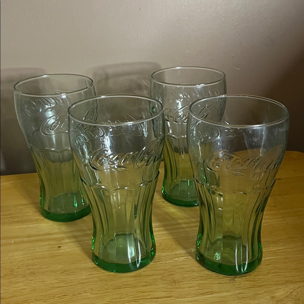 😀Coca-Cola green glasses set of 4